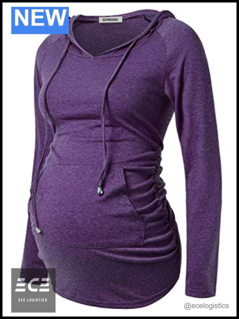 Maternity Hoodie Long Sleeve Sweatshirt Kangaroo Pocket Pullover Casual Top